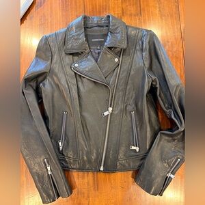 Andrew Marc Women's Black Leather Biker Jacket